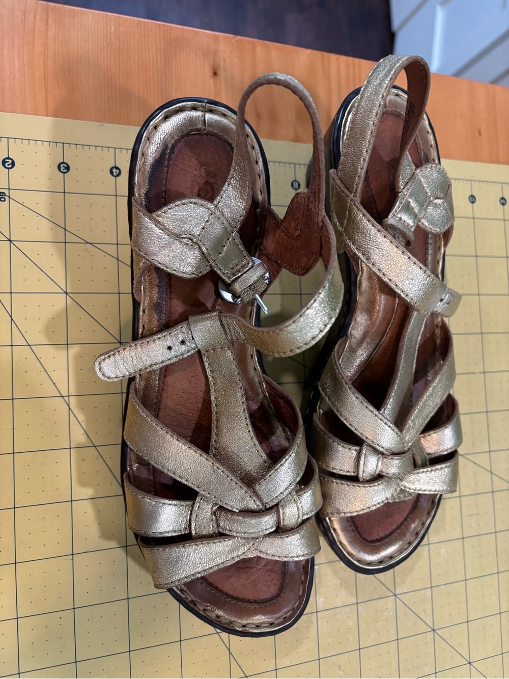Born Women’s Metallic Gold Strappy Sandals - Comfortable Summer Style